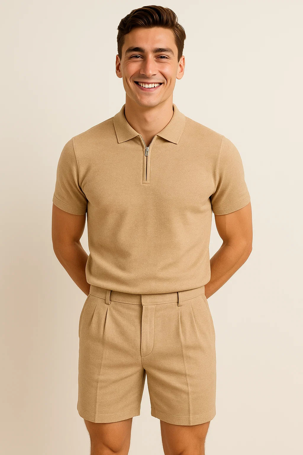 Casual Men’s Summer Outfit Set - Khaki