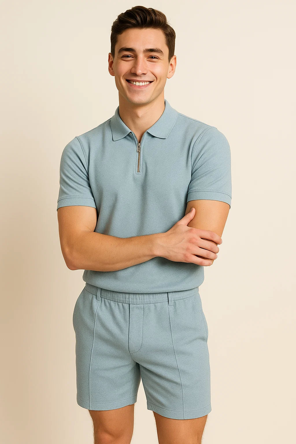 Casual Men’s Summer Outfit Set - Light Blue