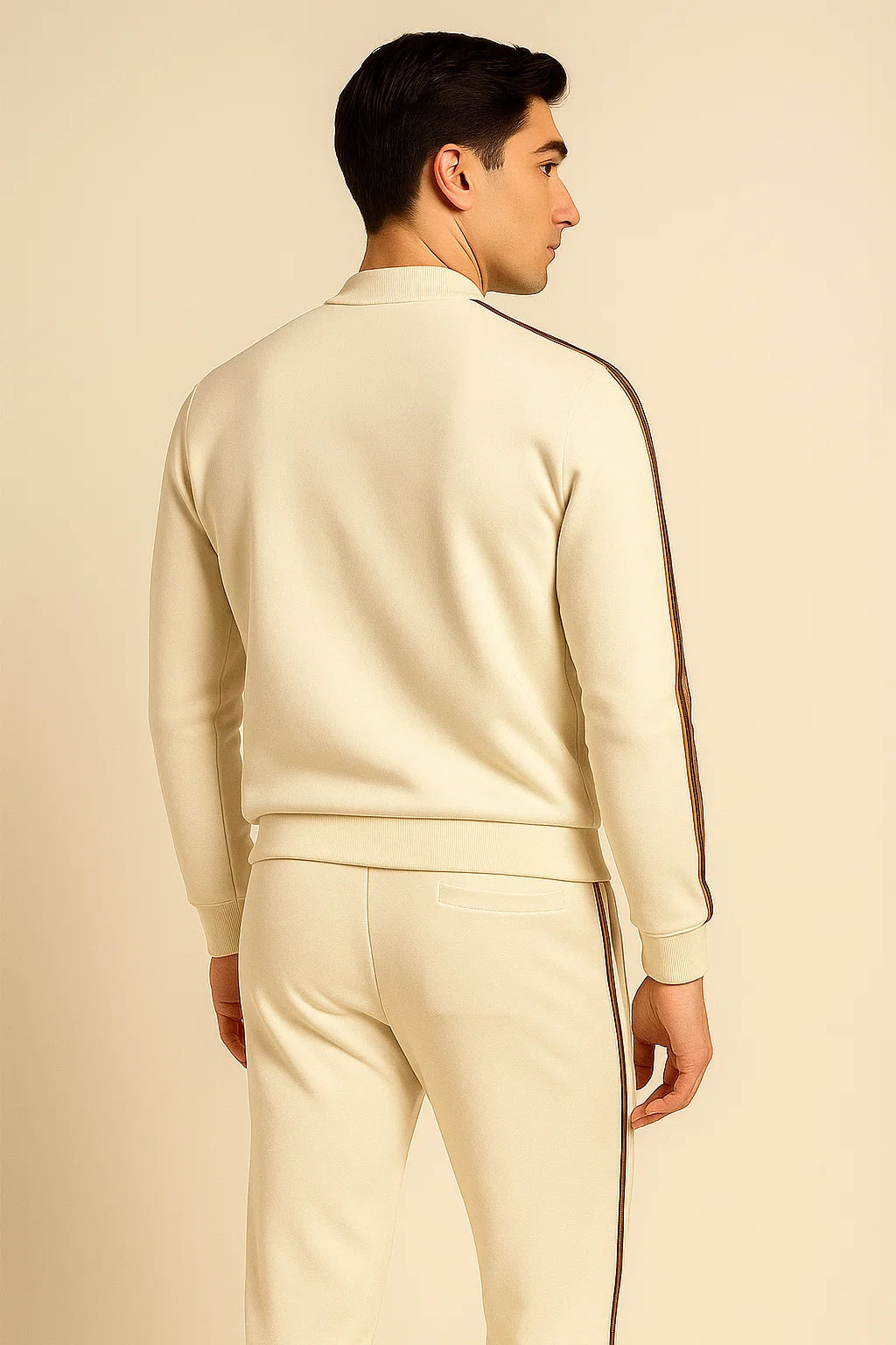 Elegant Men's Tracksuit Set – Beige