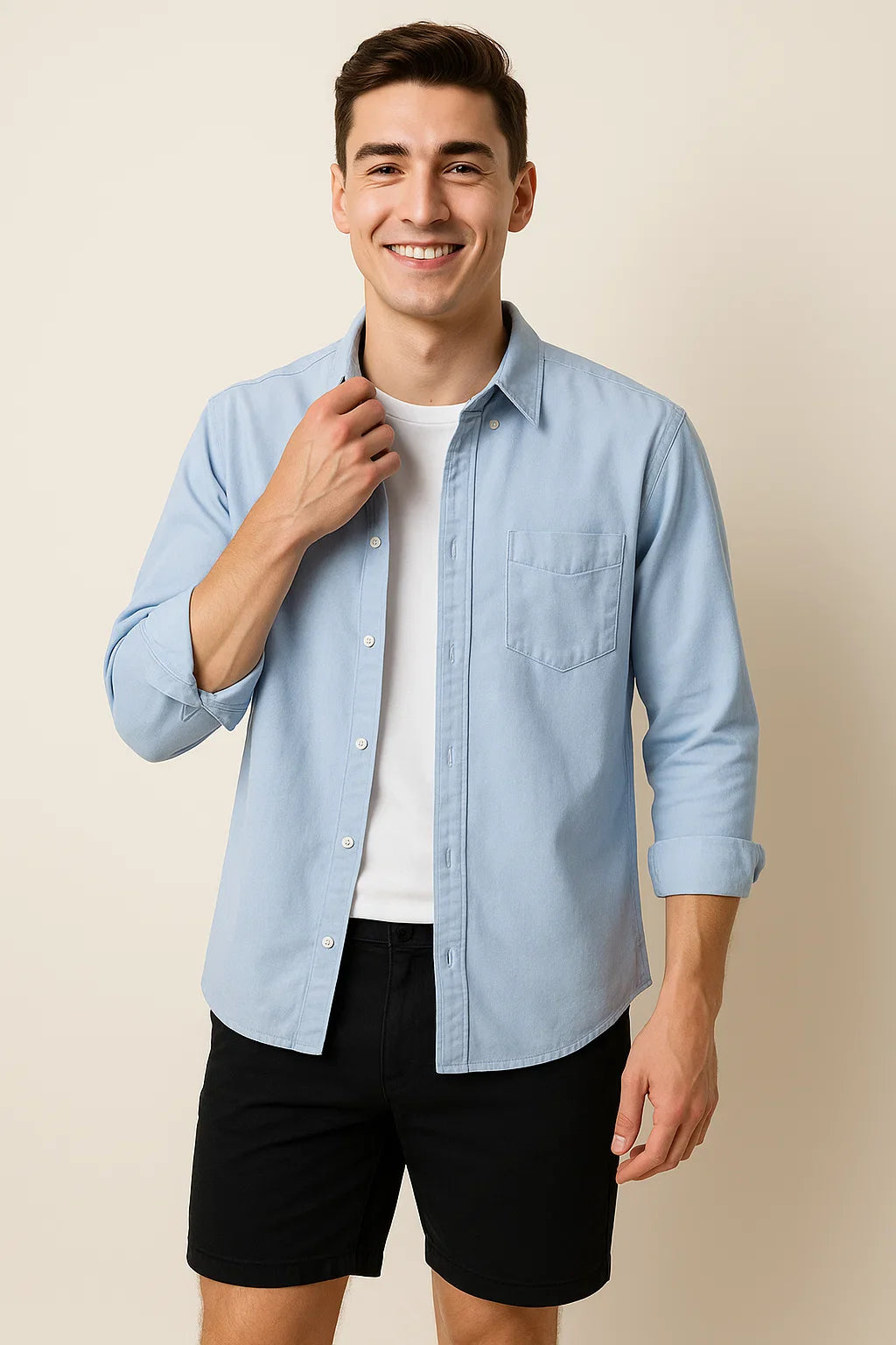 Elegant All Season Men’s Oxford Shirt – Light Blue