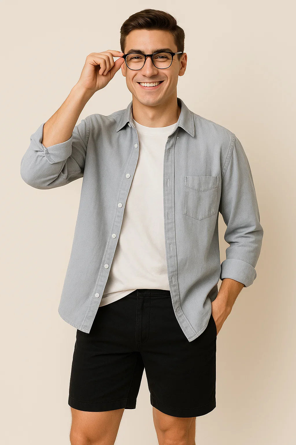 Elegant All Season Men’s Oxford Shirt – Light Gray