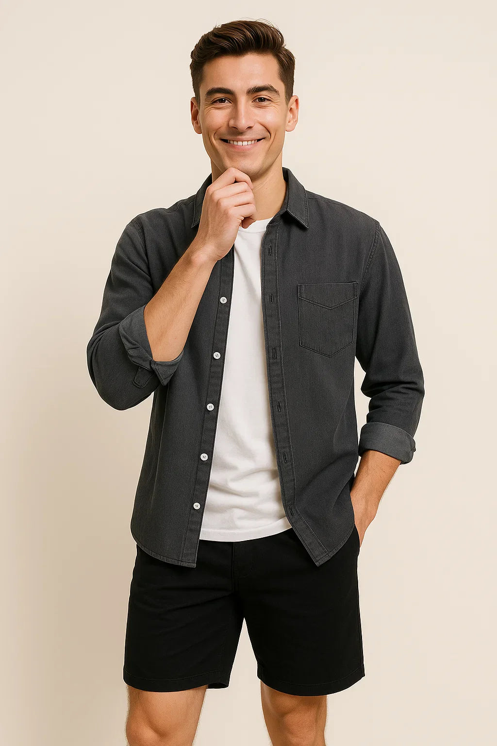 Elegant All Season Men’s Oxford Shirt – Black