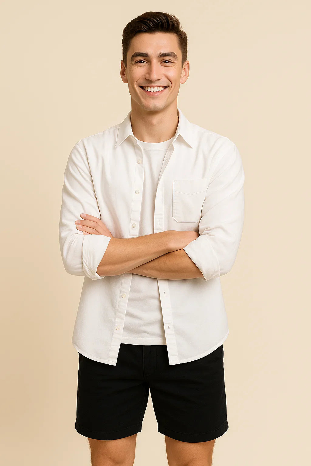 Elegant All Season Men’s Oxford Shirt – White