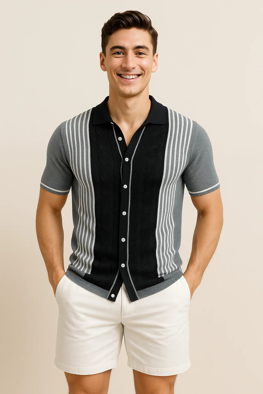 Retro Style Men’s Polo Shirt –  Gray