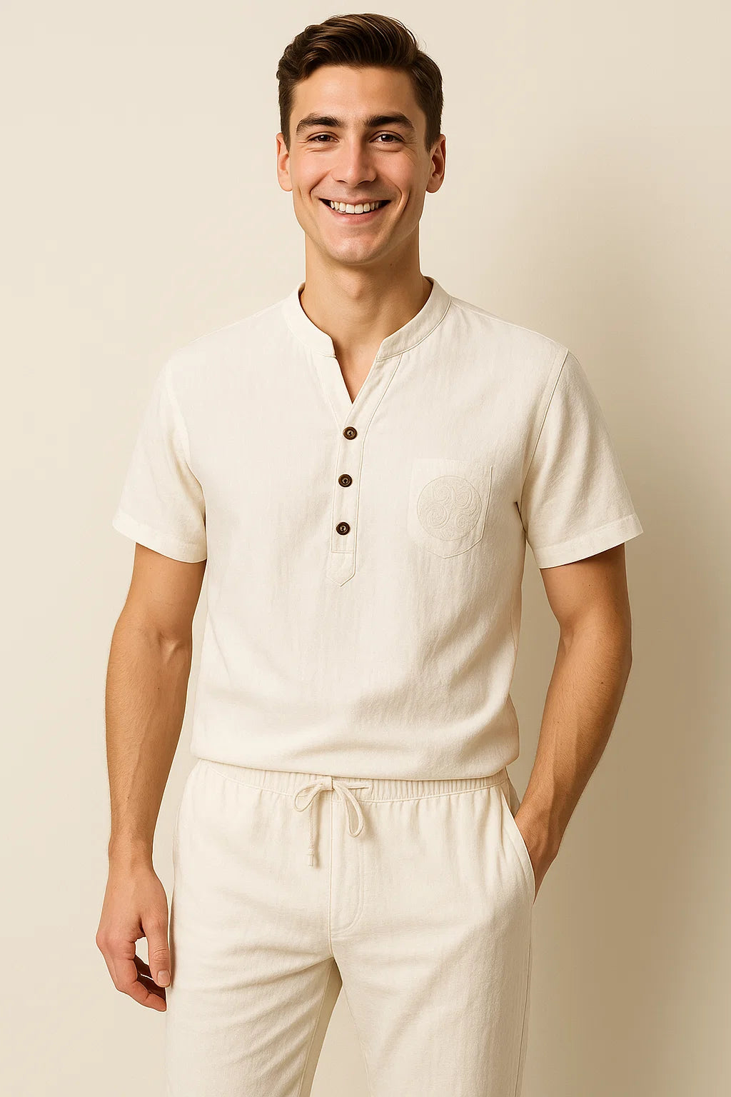 Modern Men's Casual Outfit Set - White