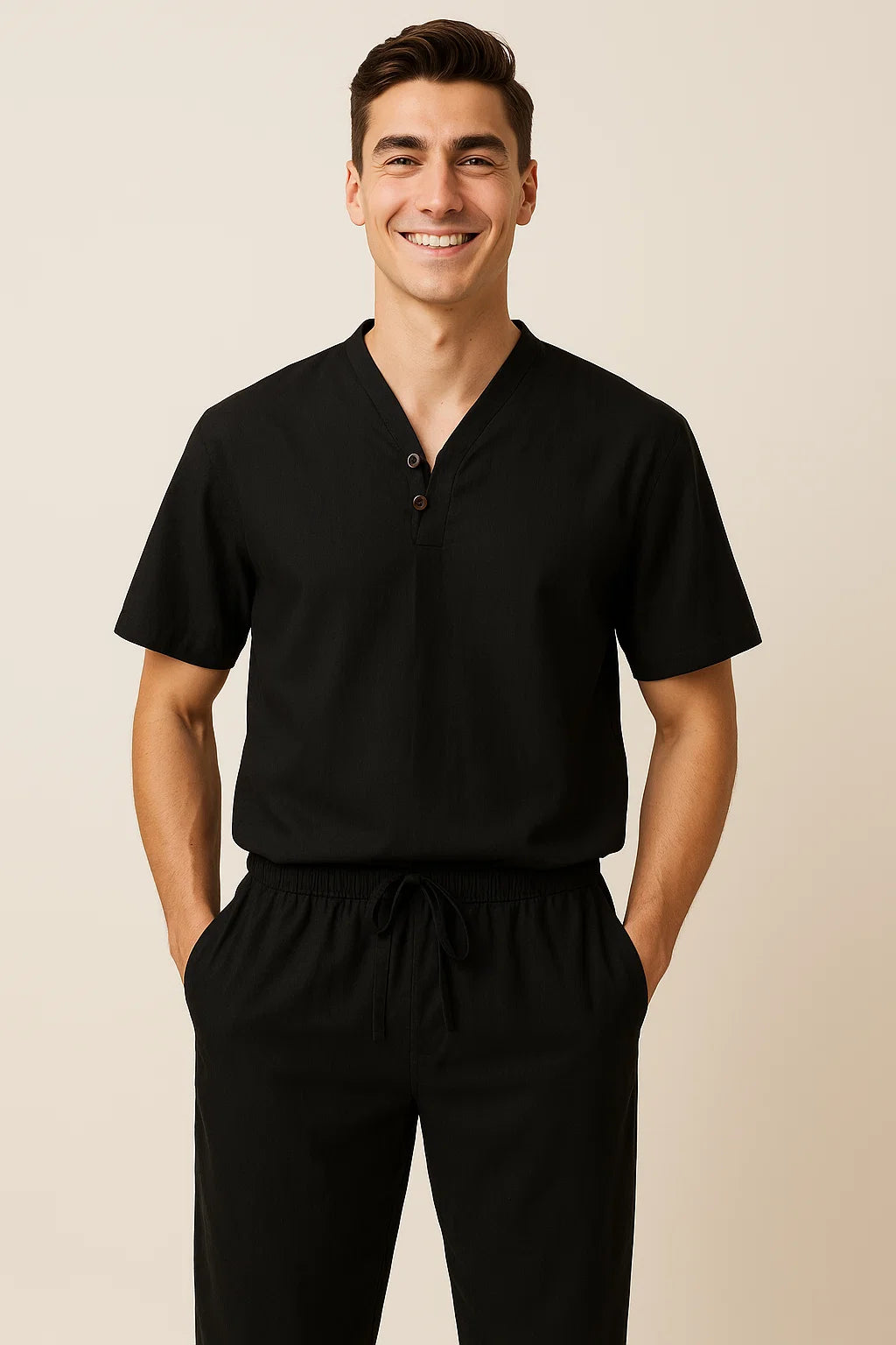 Modern Men's Casual Outfit Set - Black