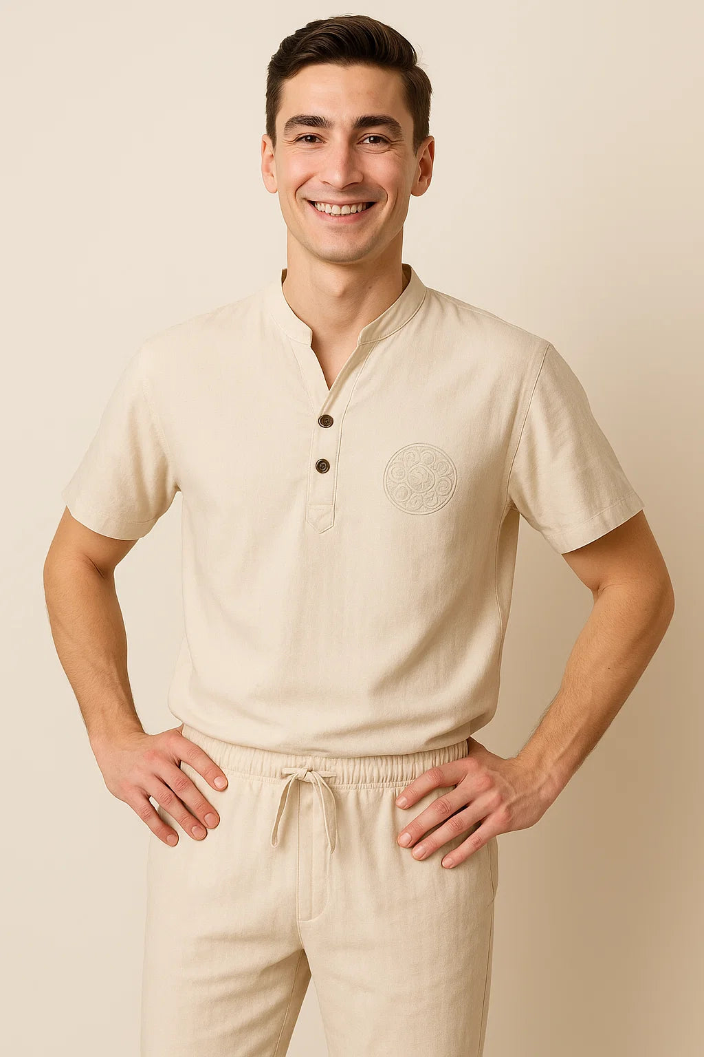 Modern Men's Casual Outfit Set - Beige