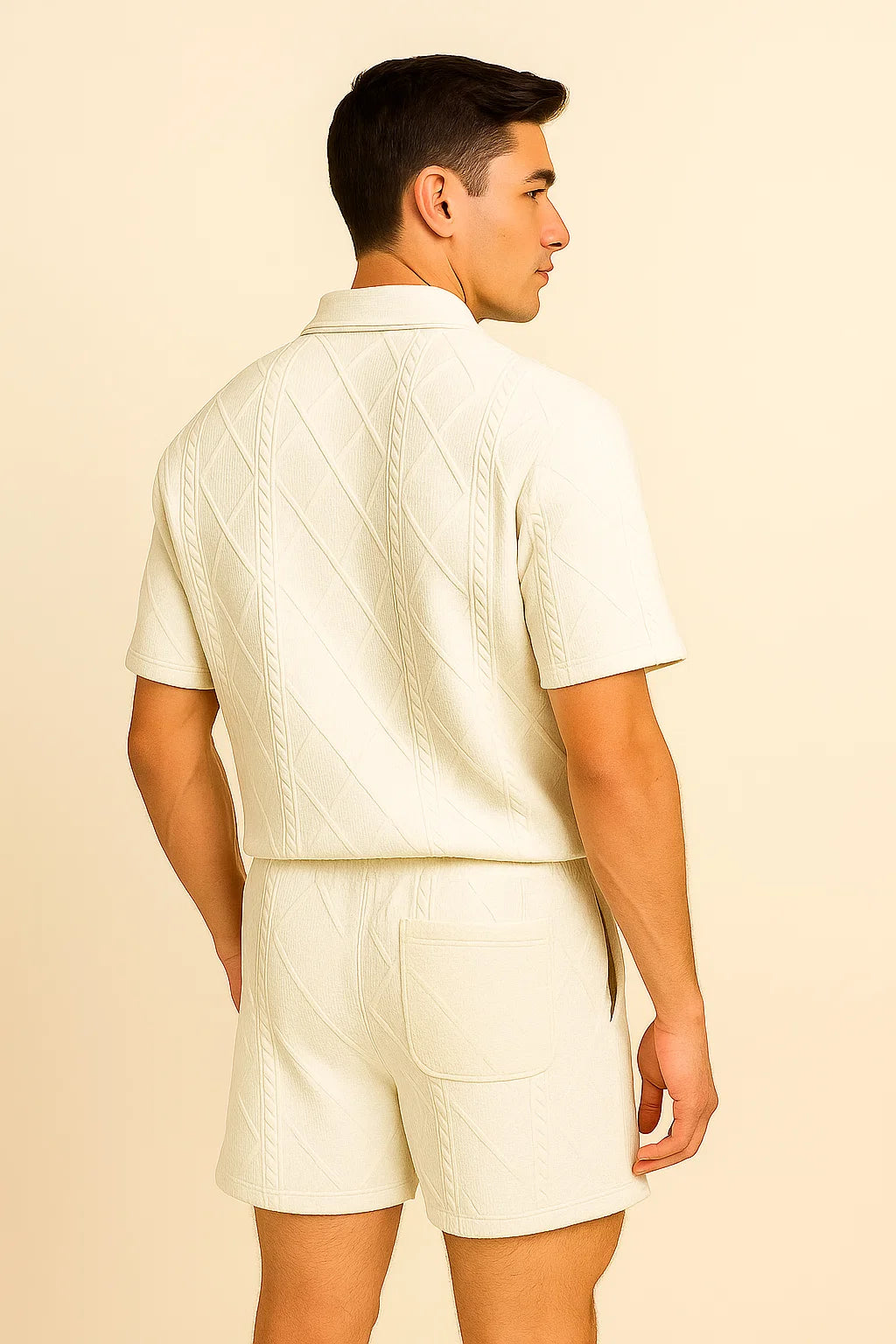 Trendy Men's Short Sleeve Casual Suit – White