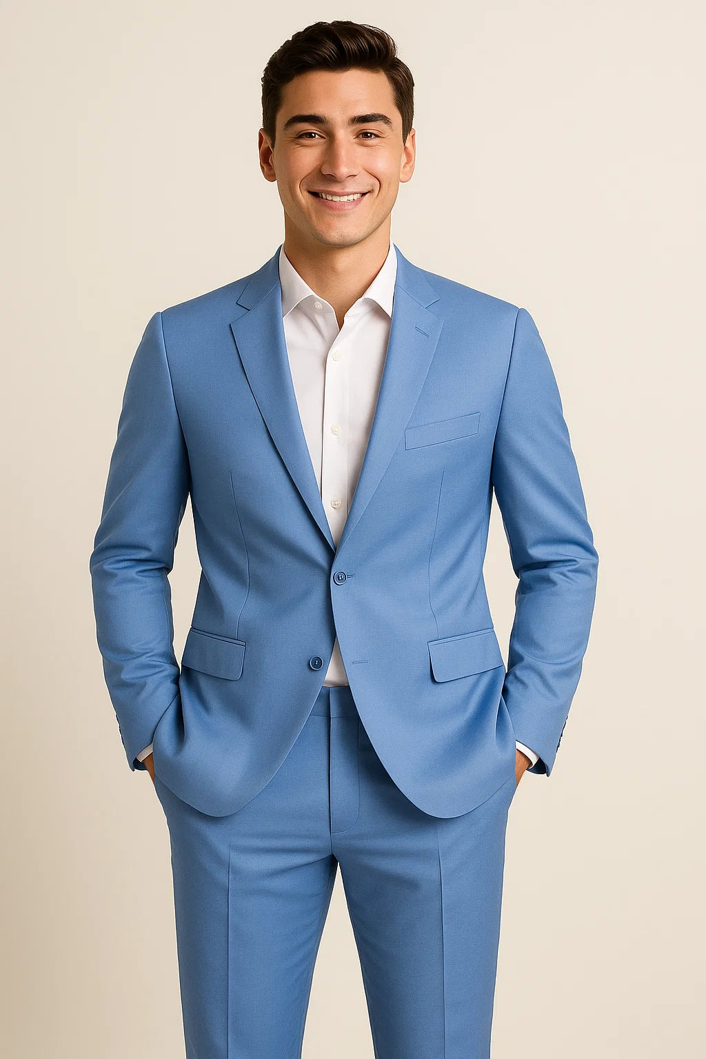 Classic Men's Slim Fit Suit – Light Blue