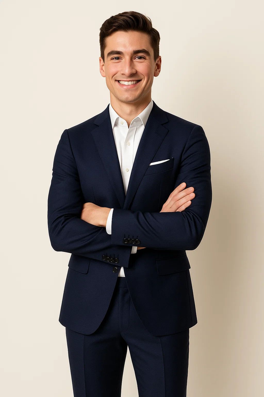 Classic Men's Slim Fit Suit – Navy Blue