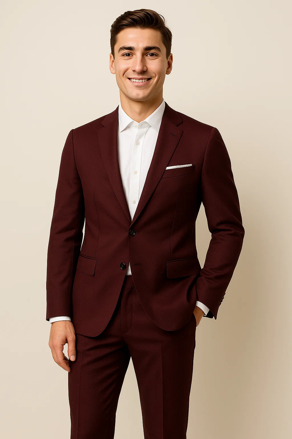 Classic Men's Slim Fit Suit – Red