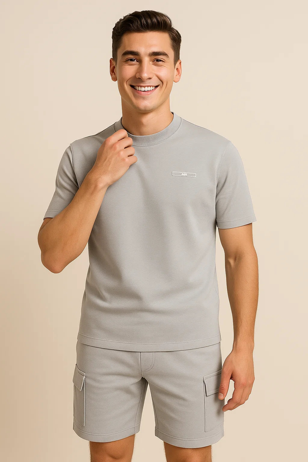 Trendy Men's Casual Set – Gray