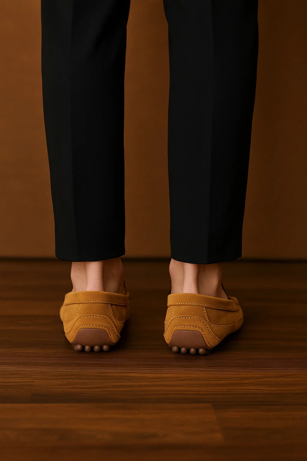Vintage Style Men’s Suede Loafers - Khaki