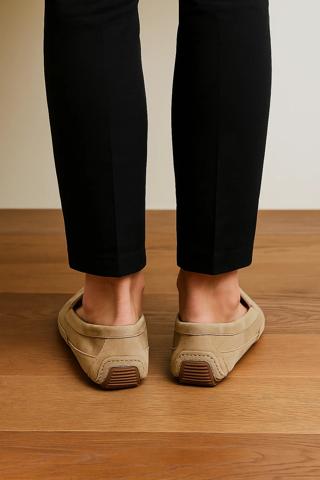 Vintage Style Men’s Suede Loafers - Beige
