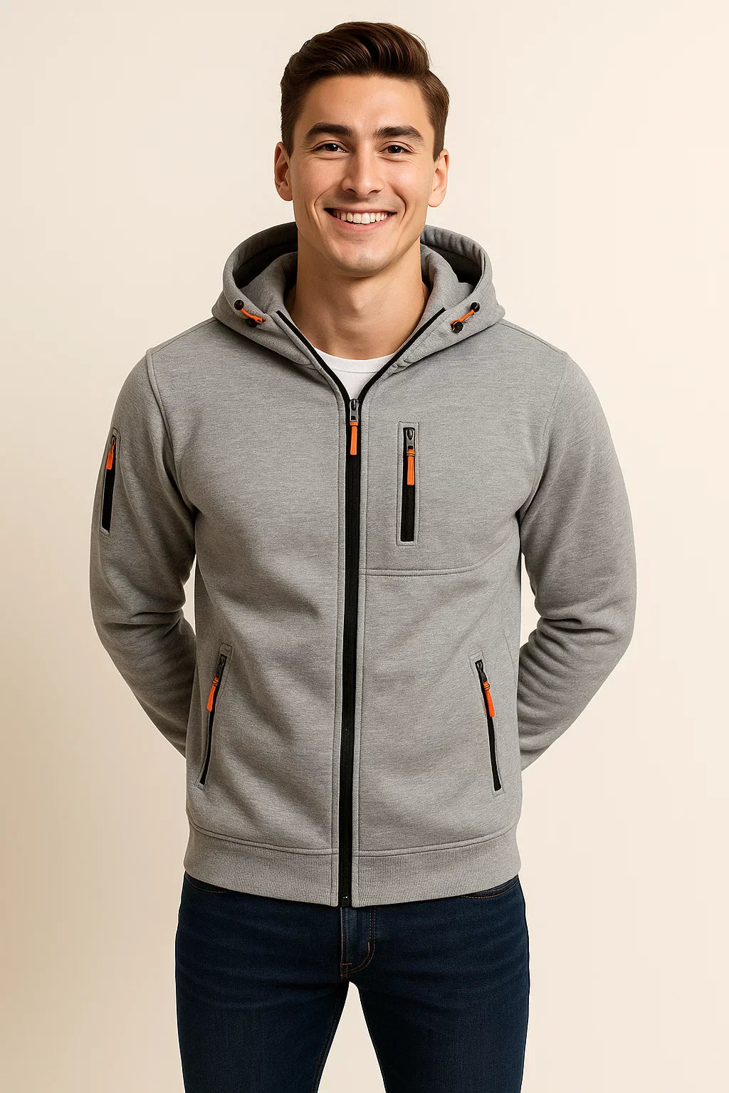 Men's Classic Hoodie with Zipper - Gray