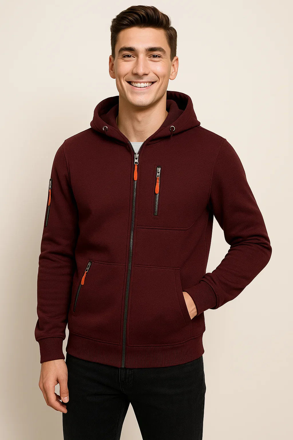 Men's Classic Hoodie with Zipper - Red