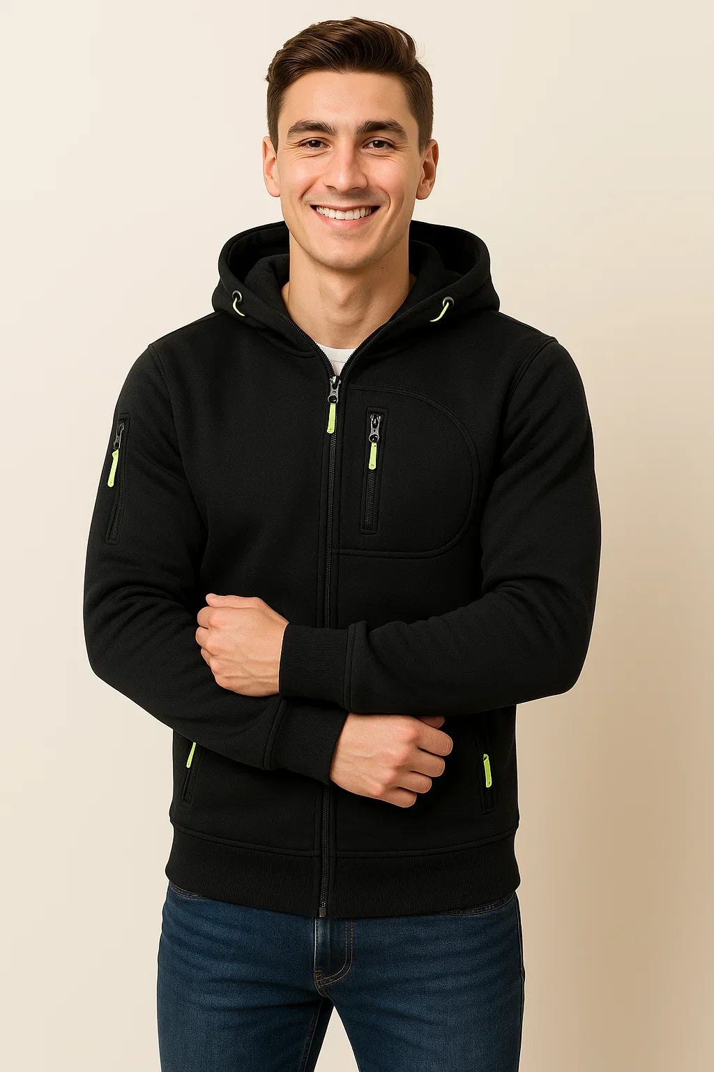 Men's Classic Hoodie with Zipper - Black