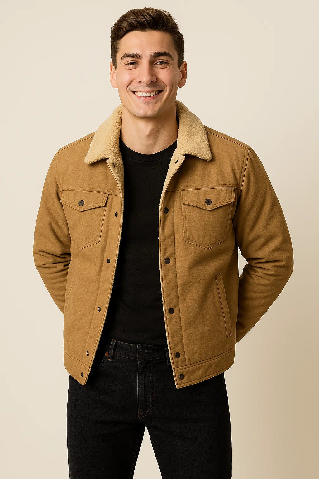 Men's Trendy Winter and Fall Bomber Jacket - Khaki