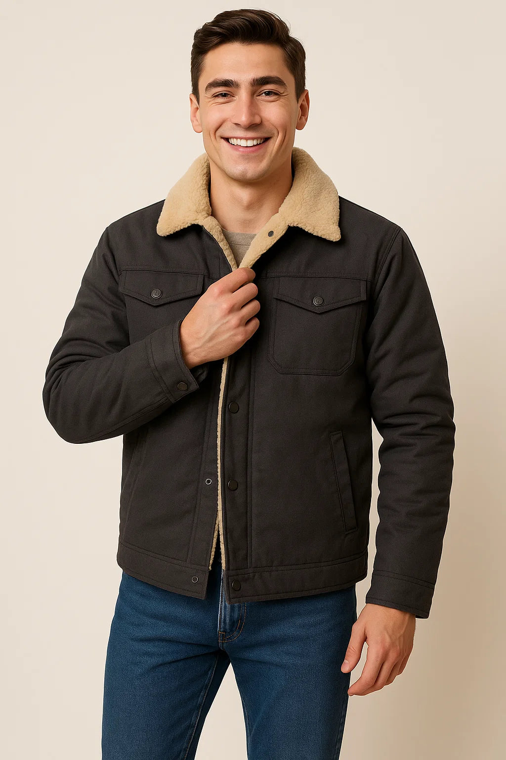 Men's Trendy Winter and Fall Bomber Jacket - Dark Gray