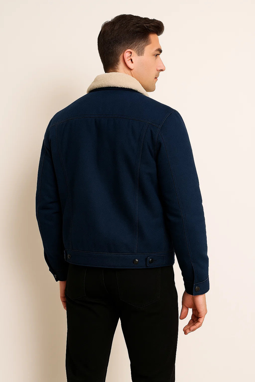 Men's Trendy Winter and Fall Bomber Jacket - Navy Blue
