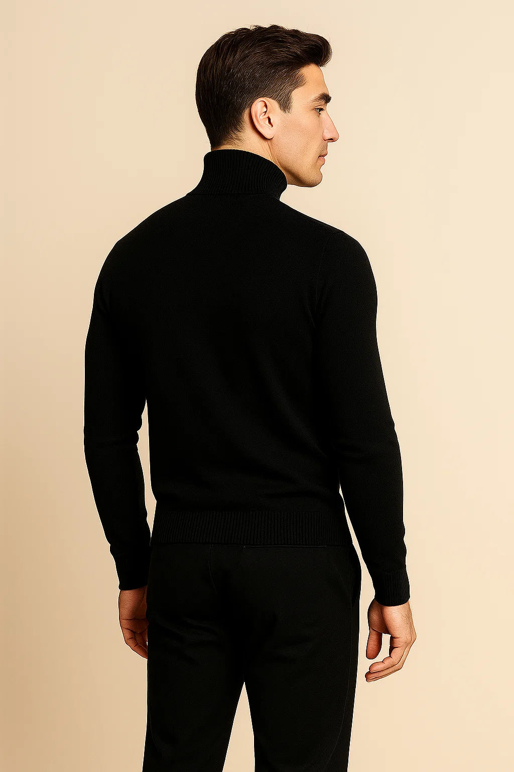 Men's Elegant Turtleneck Sweater - Black