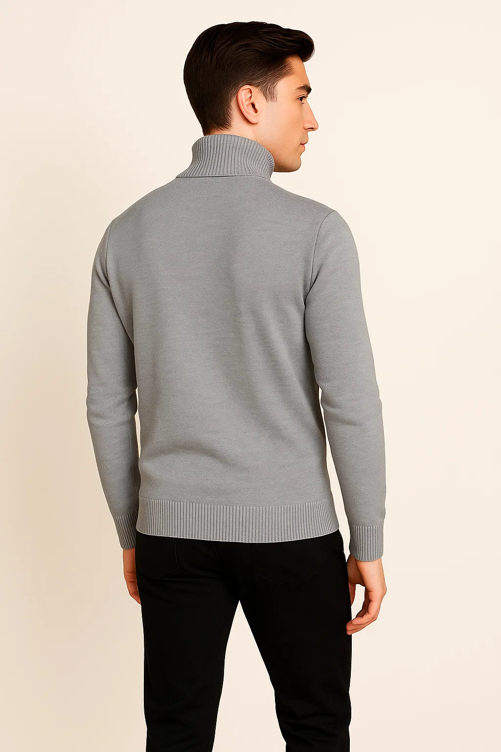 Men's Elegant Turtleneck Sweater - Grey