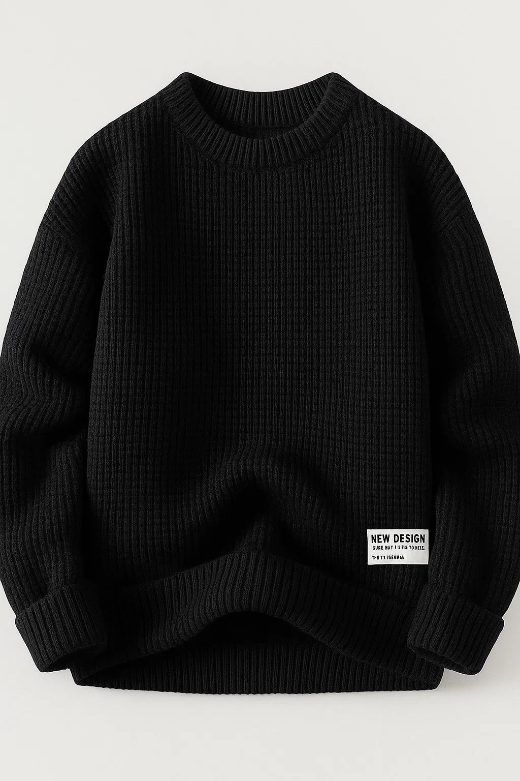 Men's Basic Knitted Sweater - Black