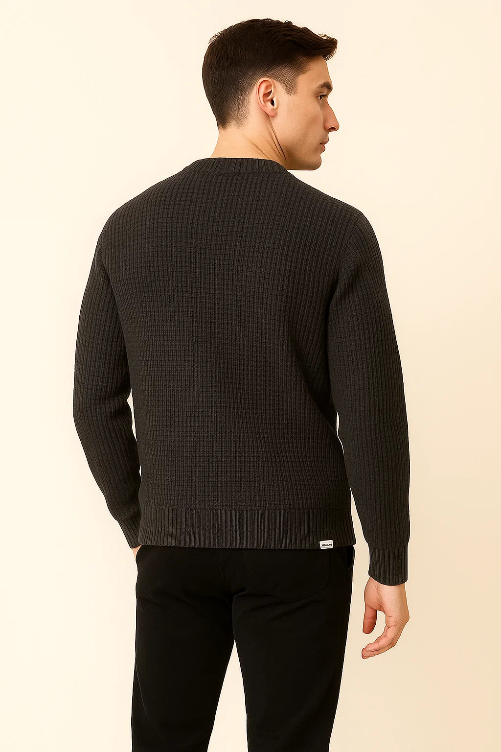 Men's Basic Knitted Sweater - Dark Gray