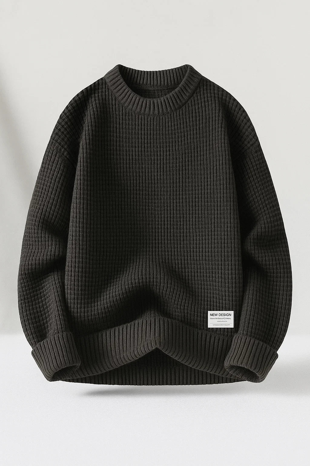 Men's Basic Knitted Sweater - Dark Gray