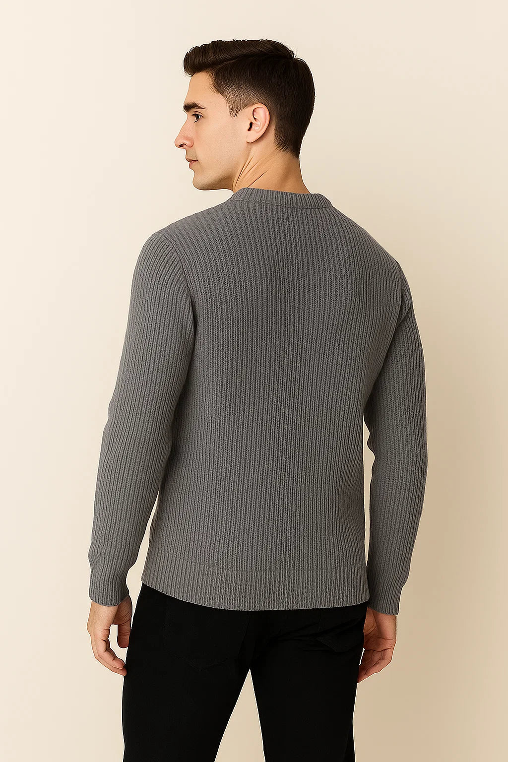 Men's Basic Knitted Sweater - Gray