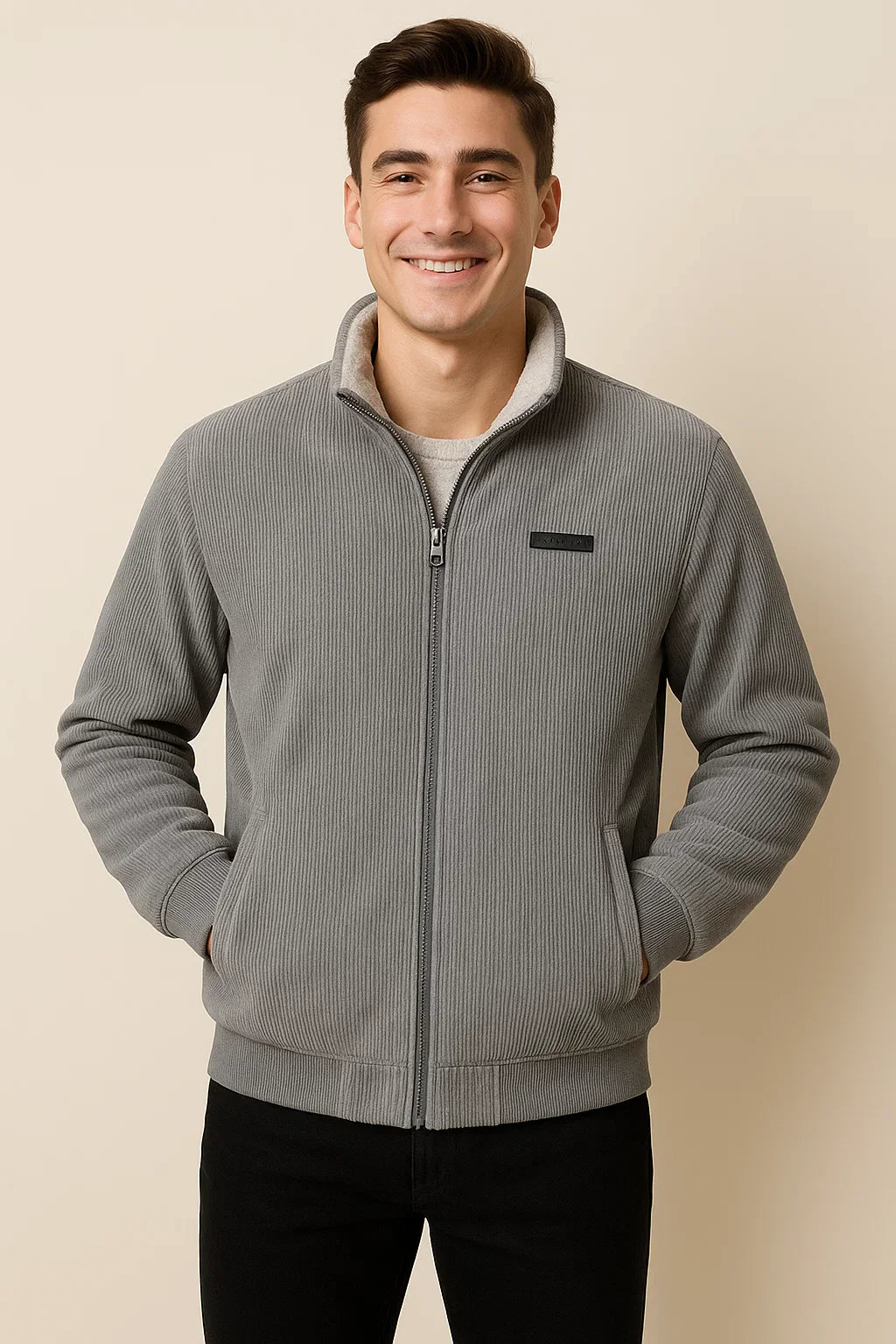 Men's Elegant Vintage Style Corduroy Jacket -  Gray