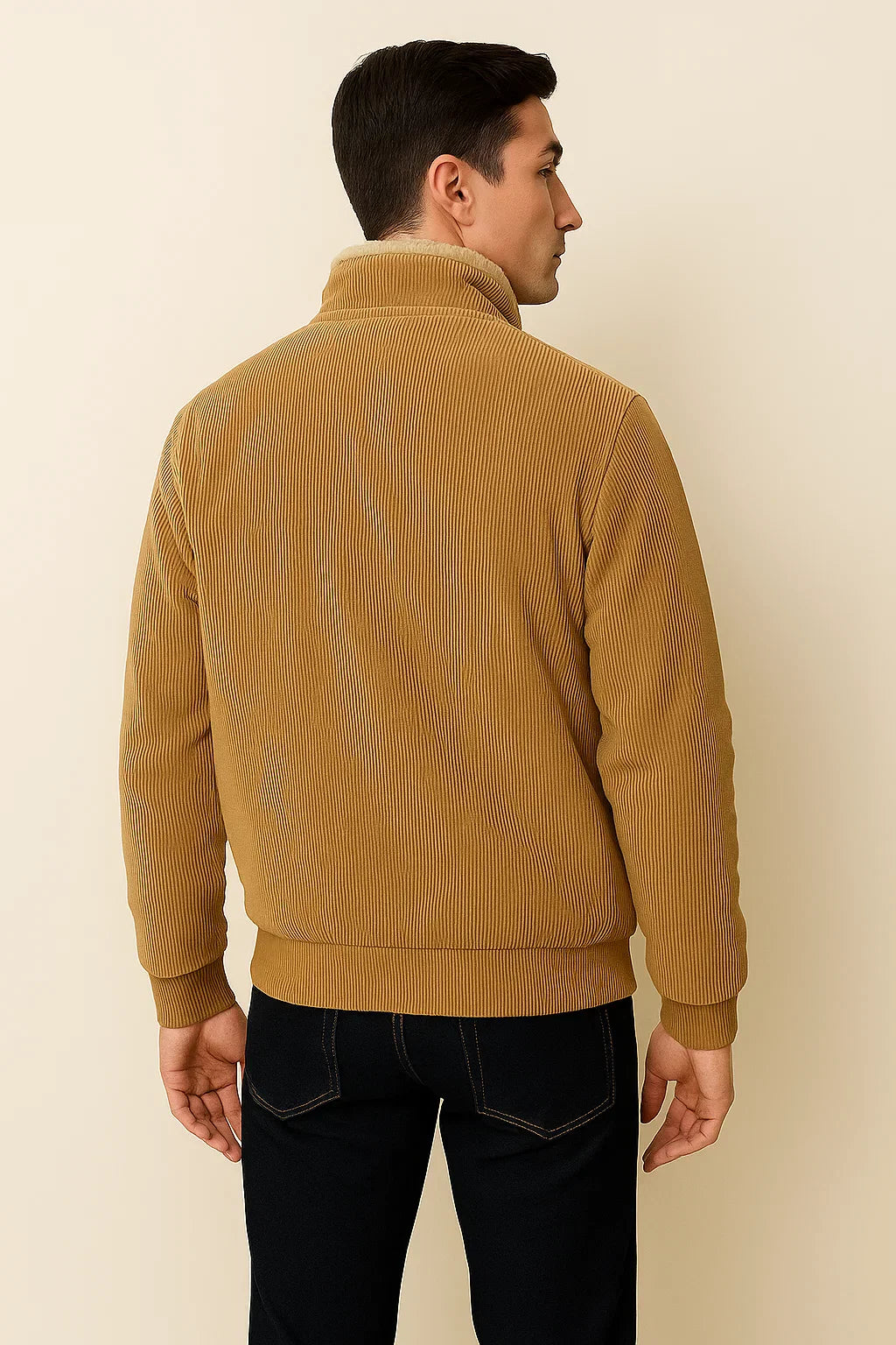 Men's Elegant Vintage Style Corduroy Jacket - Light Brown