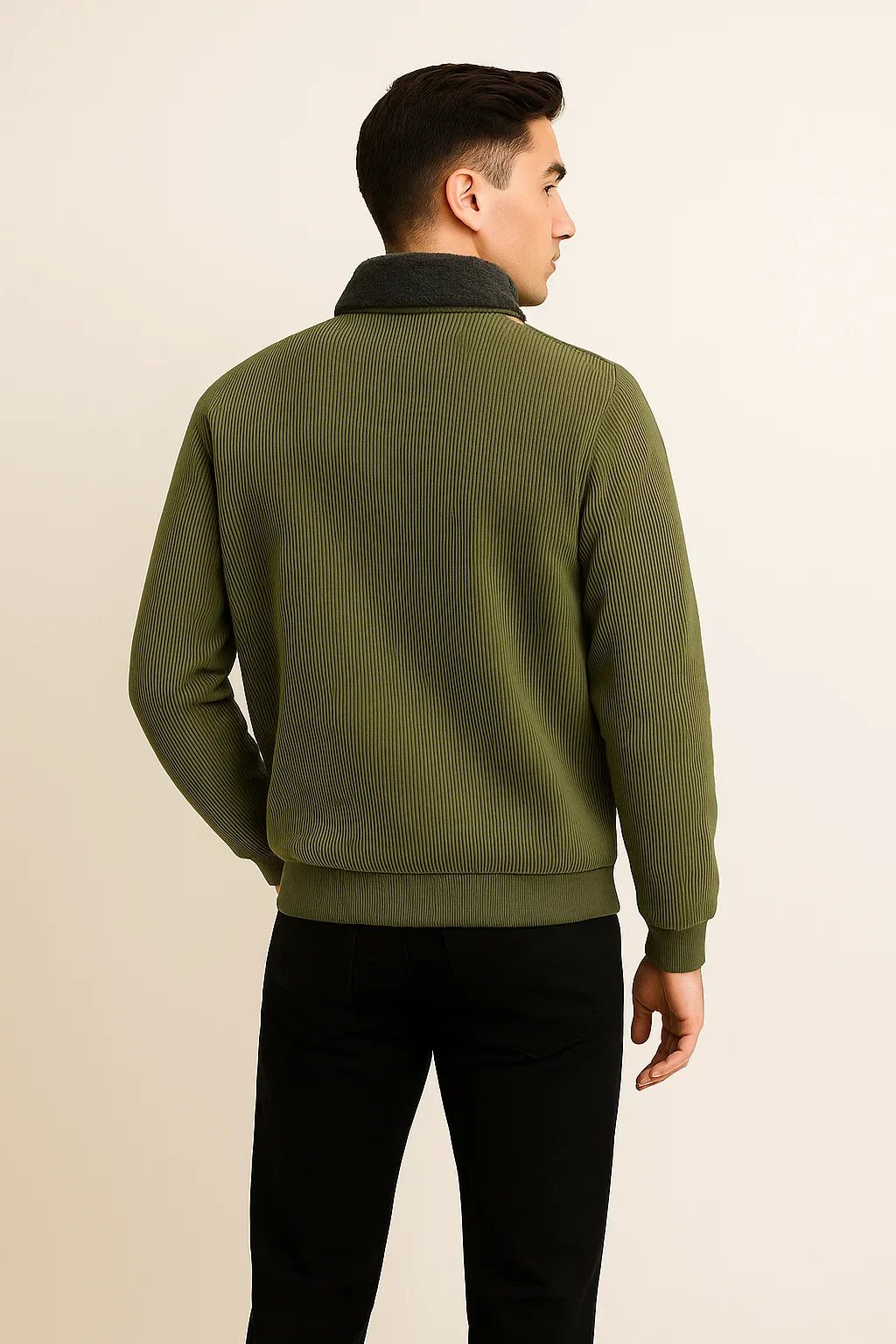 Men's Elegant Vintage Style Corduroy Jacket - Army Green