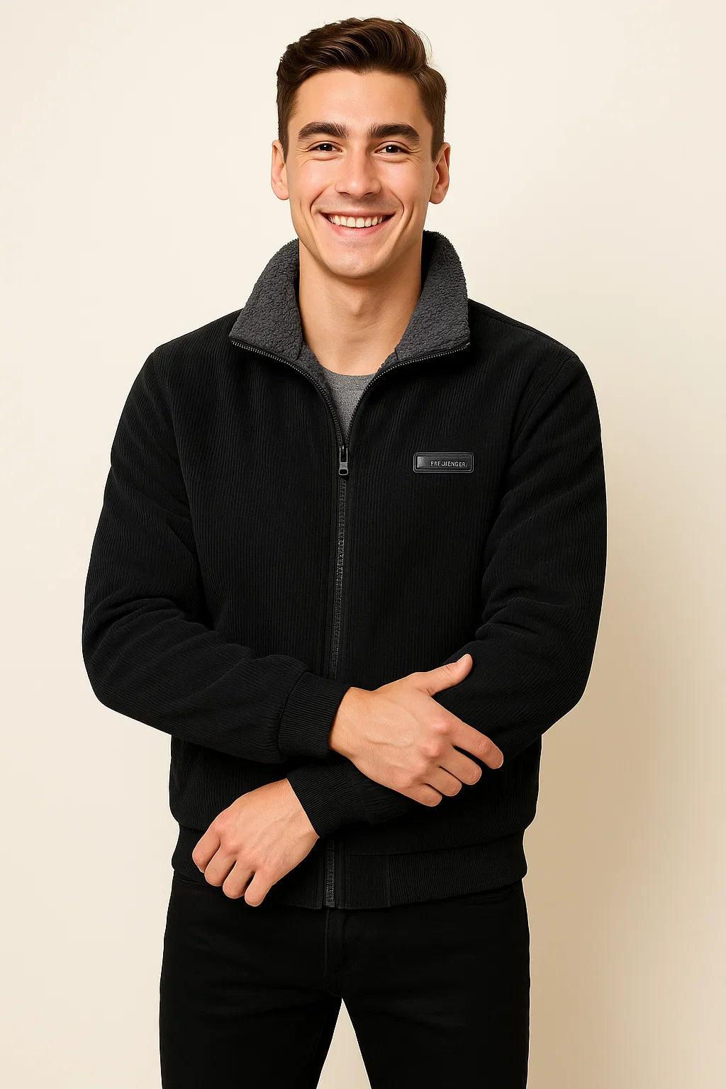 Men's Elegant Vintage Style Corduroy Jacket - Black