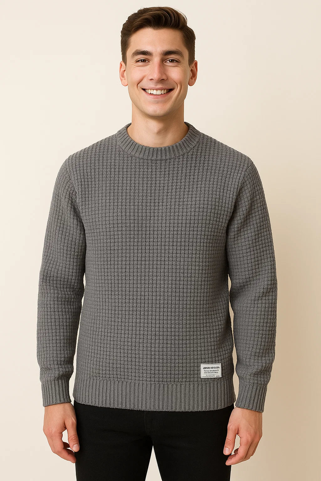 Men's Basic Knitted Sweater - Gray