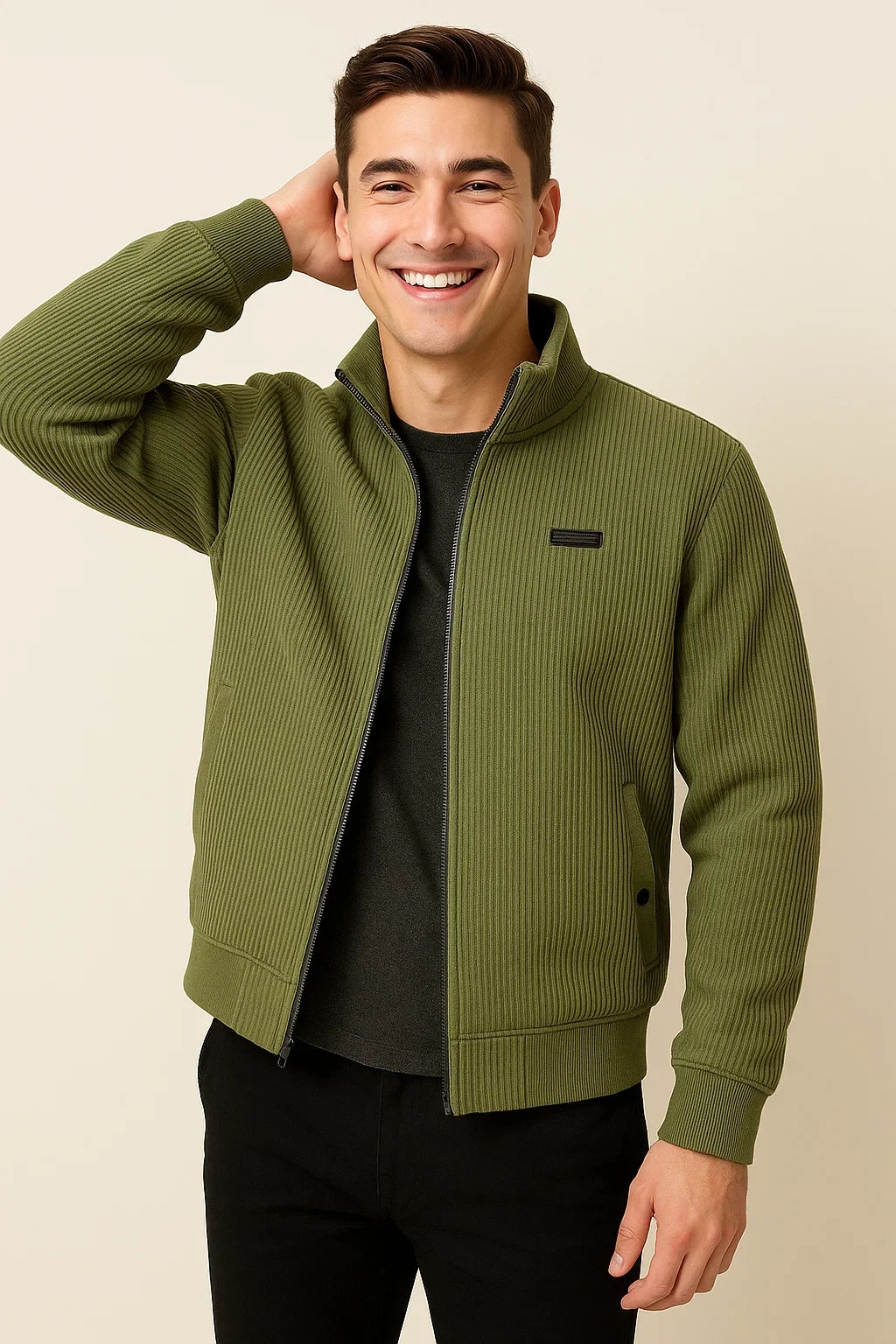 Men's Elegant Vintage Style Corduroy Jacket - Army Green