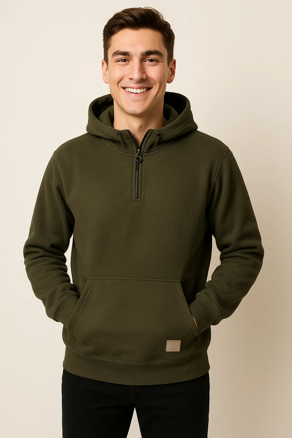 Vintage Style Hoodie for Men - Dark Green