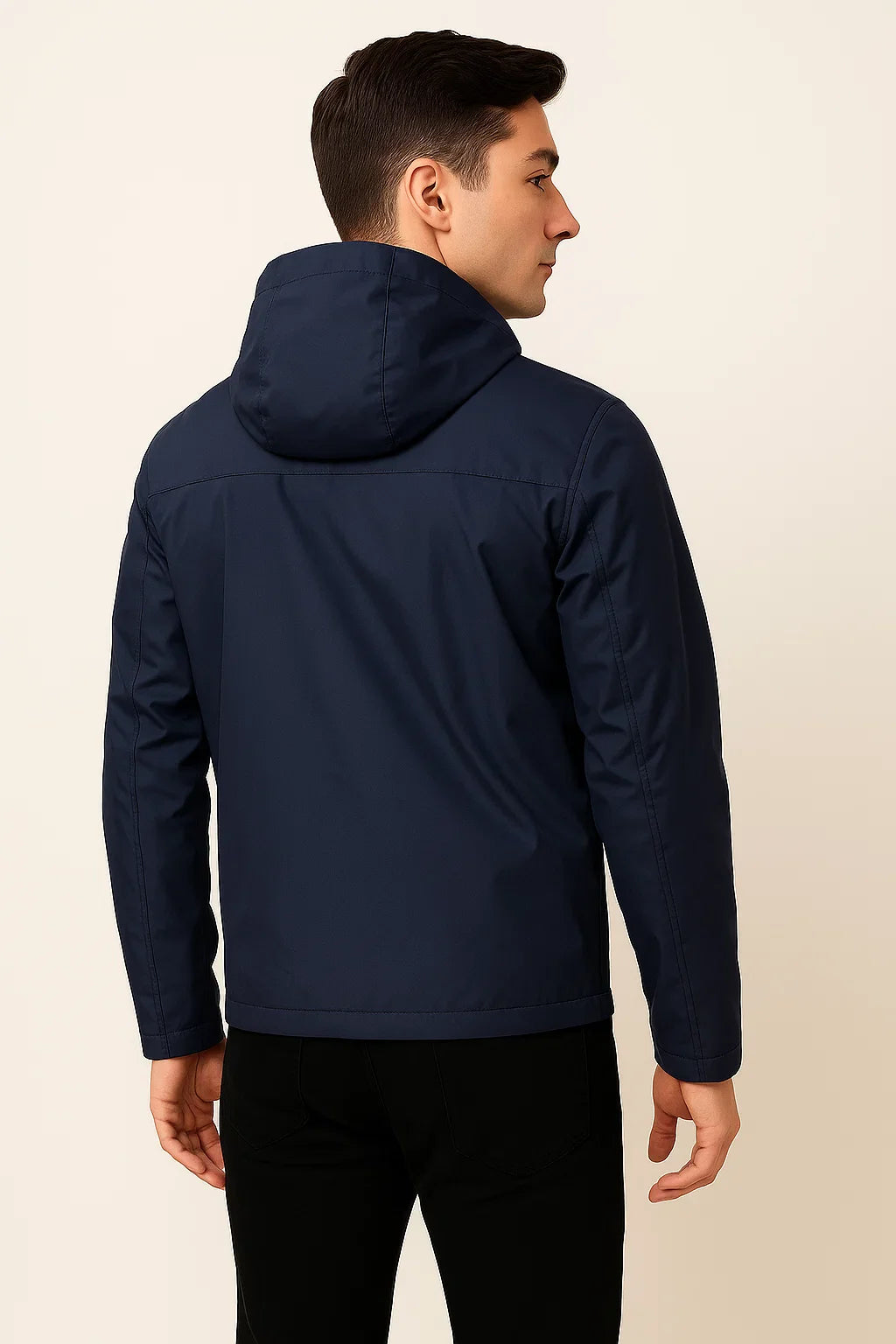 Men's Modern Style Winter and Fall Jacket with Hood - Dark Blue