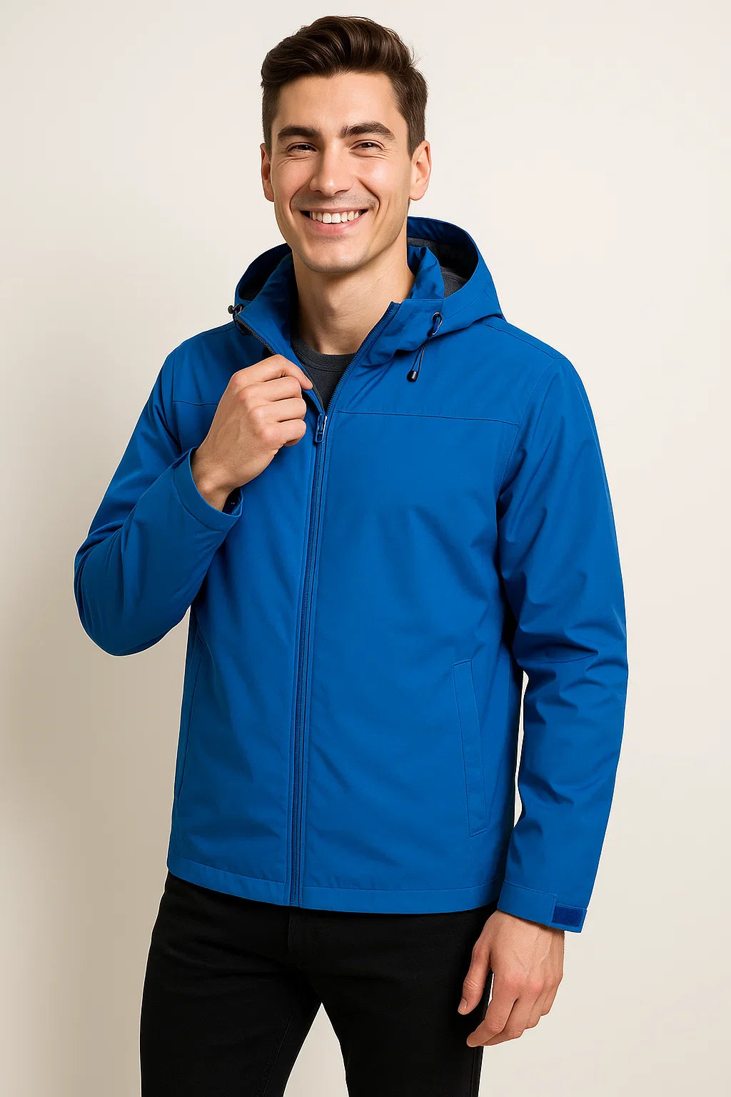 Men's Modern Style Winter and Fall Jacket with Hood - Blue