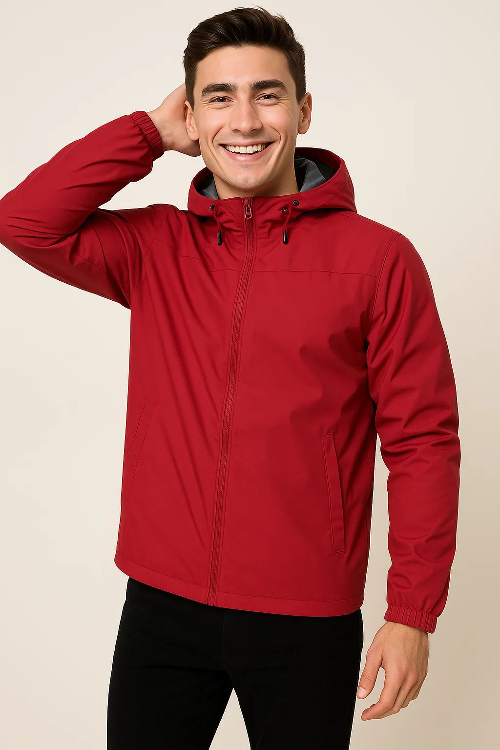 Men's Modern Style Winter and Fall Jacket with Hood - Red
