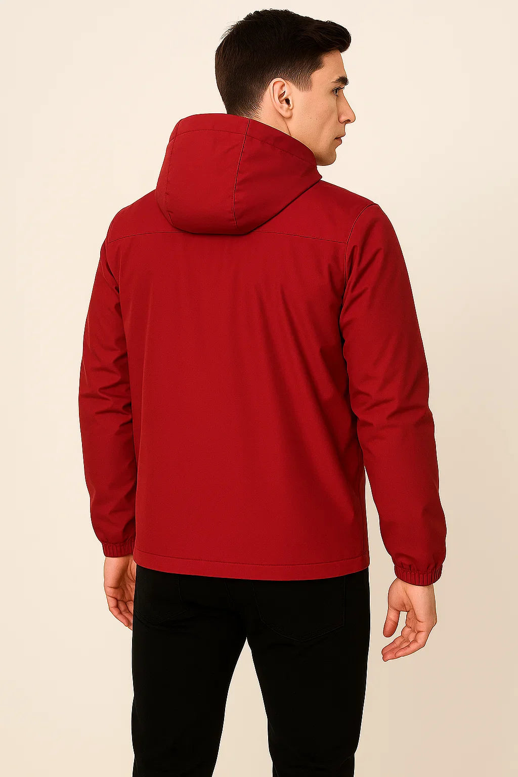 Men's Modern Style Winter and Fall Jacket with Hood - Red
