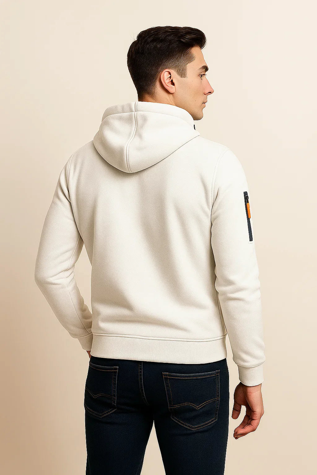 Men's Classic Hoodie with Zipper - White