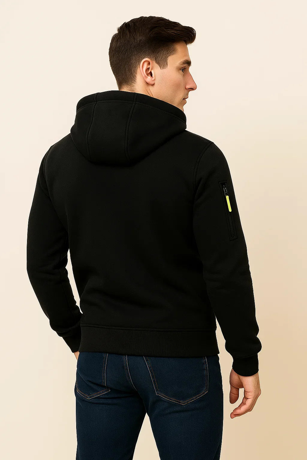 Men's Classic Hoodie with Zipper - Black