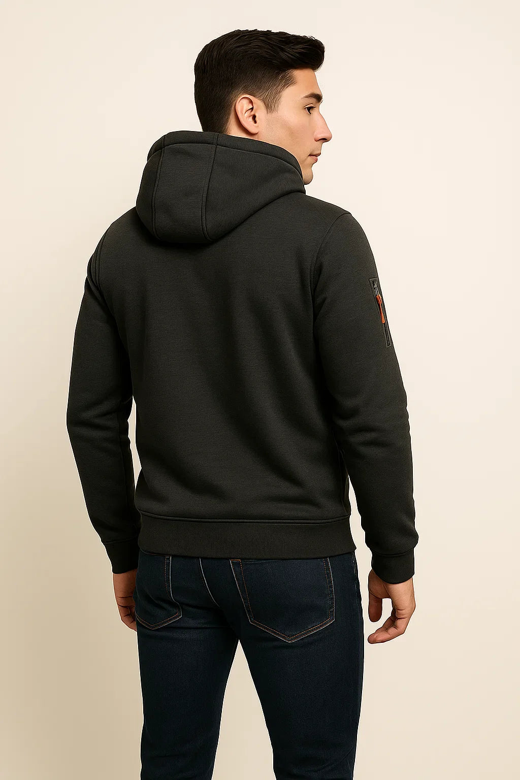 Men's Classic Hoodie with Zipper - Dark Gray