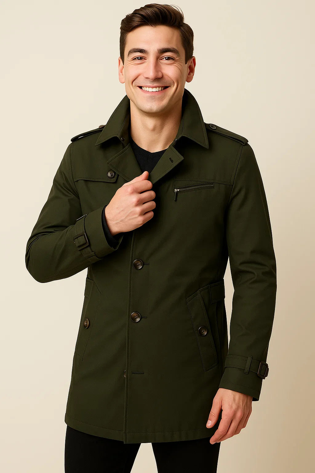 Men's Business Smart-Casual Winter Coat - Dark Green