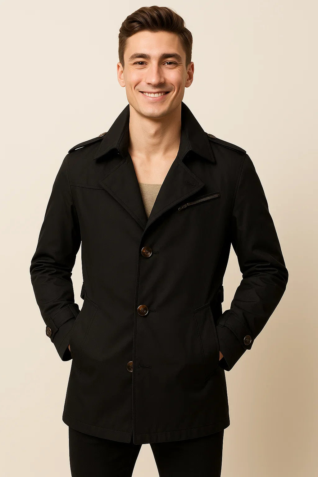 Men's Business Smart-Casual Winter Coat - Black