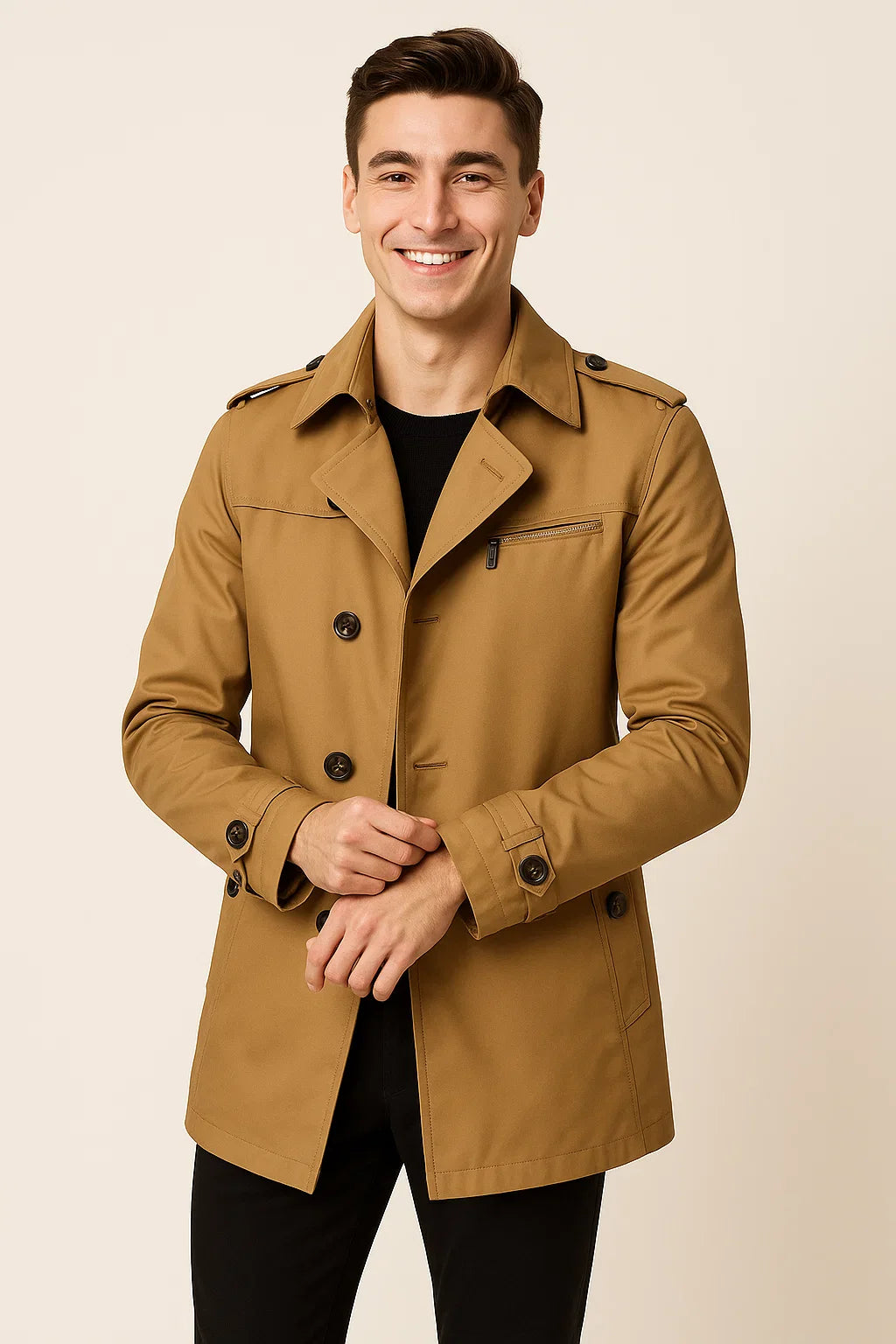 Men's Business Smart-Casual Winter Coat - Khaki
