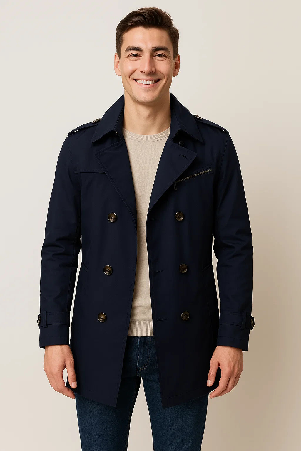 Men's Business Smart-Casual Winter Coat - Navy Blue