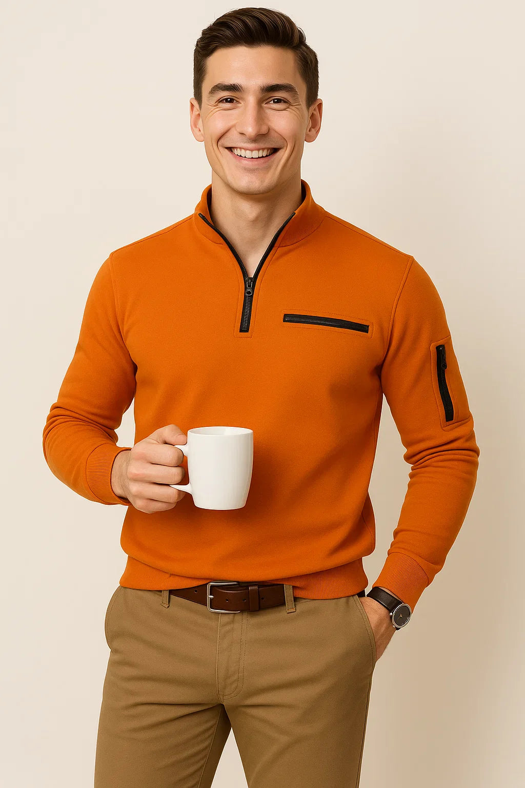 Men's Modern Style Trendy Sweater - Orange