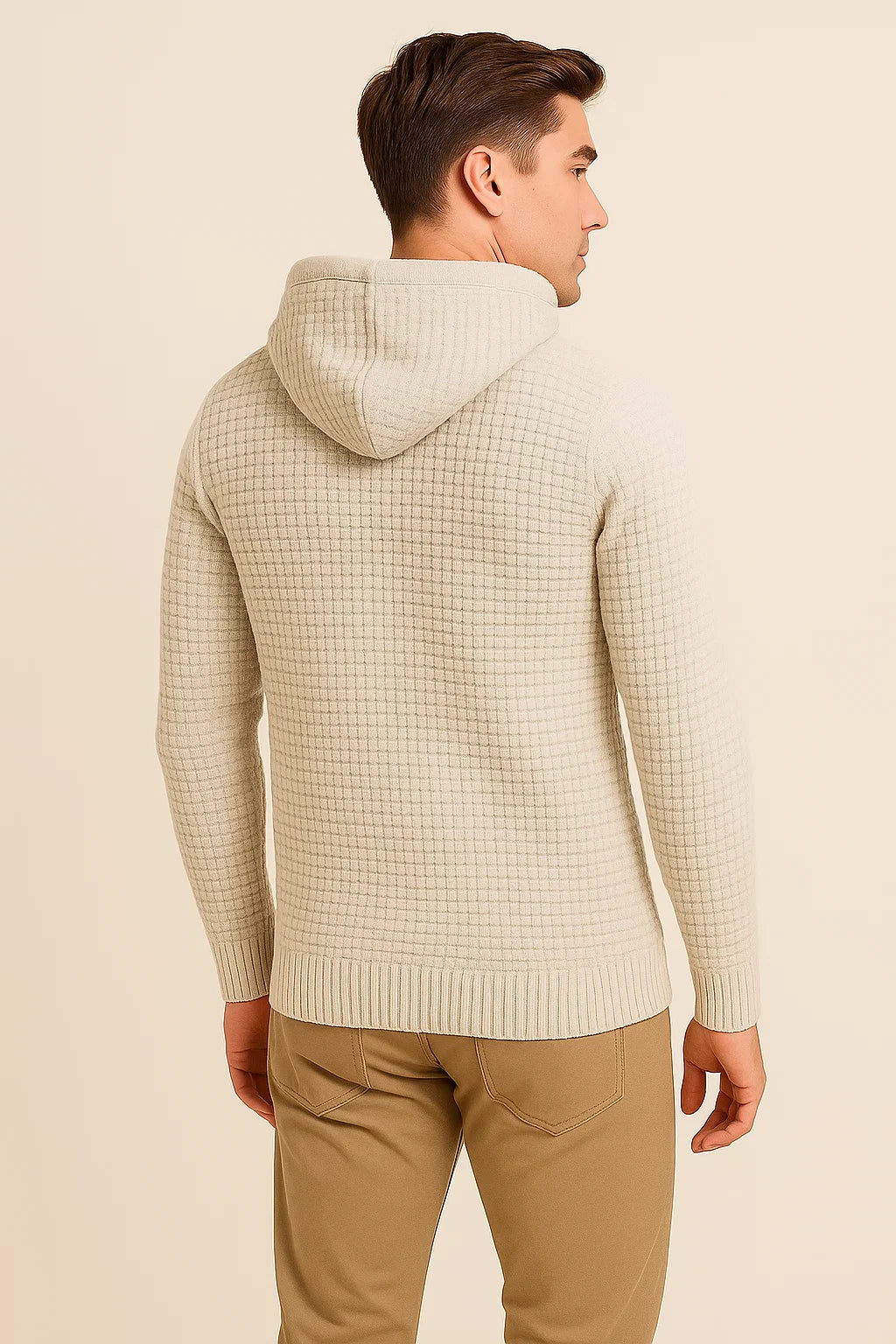 Men's Modern Style Textured Hoodie - White